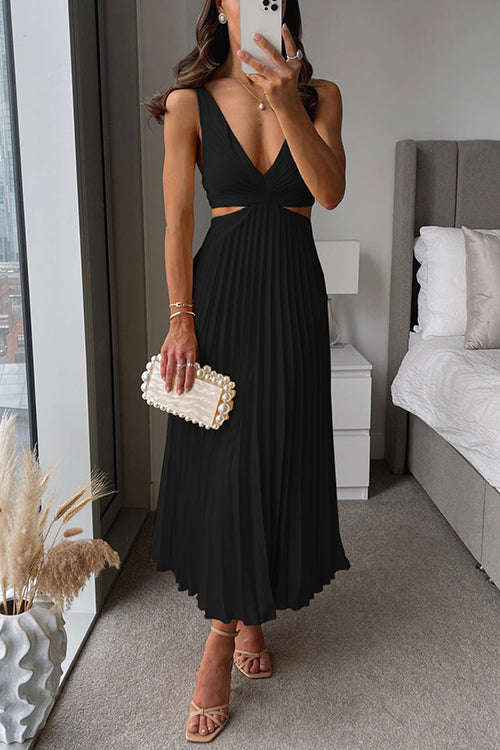 Ayelen– Vestido largo con falda plisada