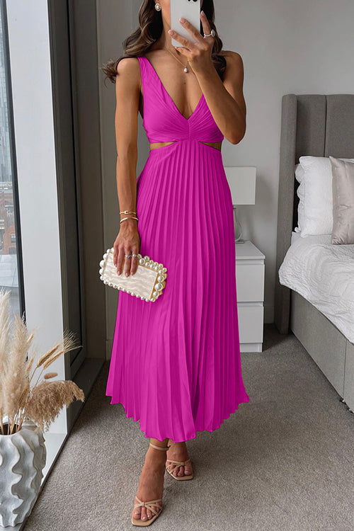 Ayelen– Vestido largo con falda plisada