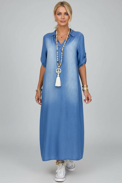 Inea – Vestido denim con cuello en V