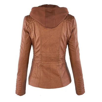 Bellini | Giacca di pelle alla moda con cappuccio
