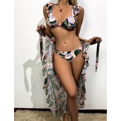 Milos Dream - Bikini de 3 piezas con volantes y glamour sofisticado