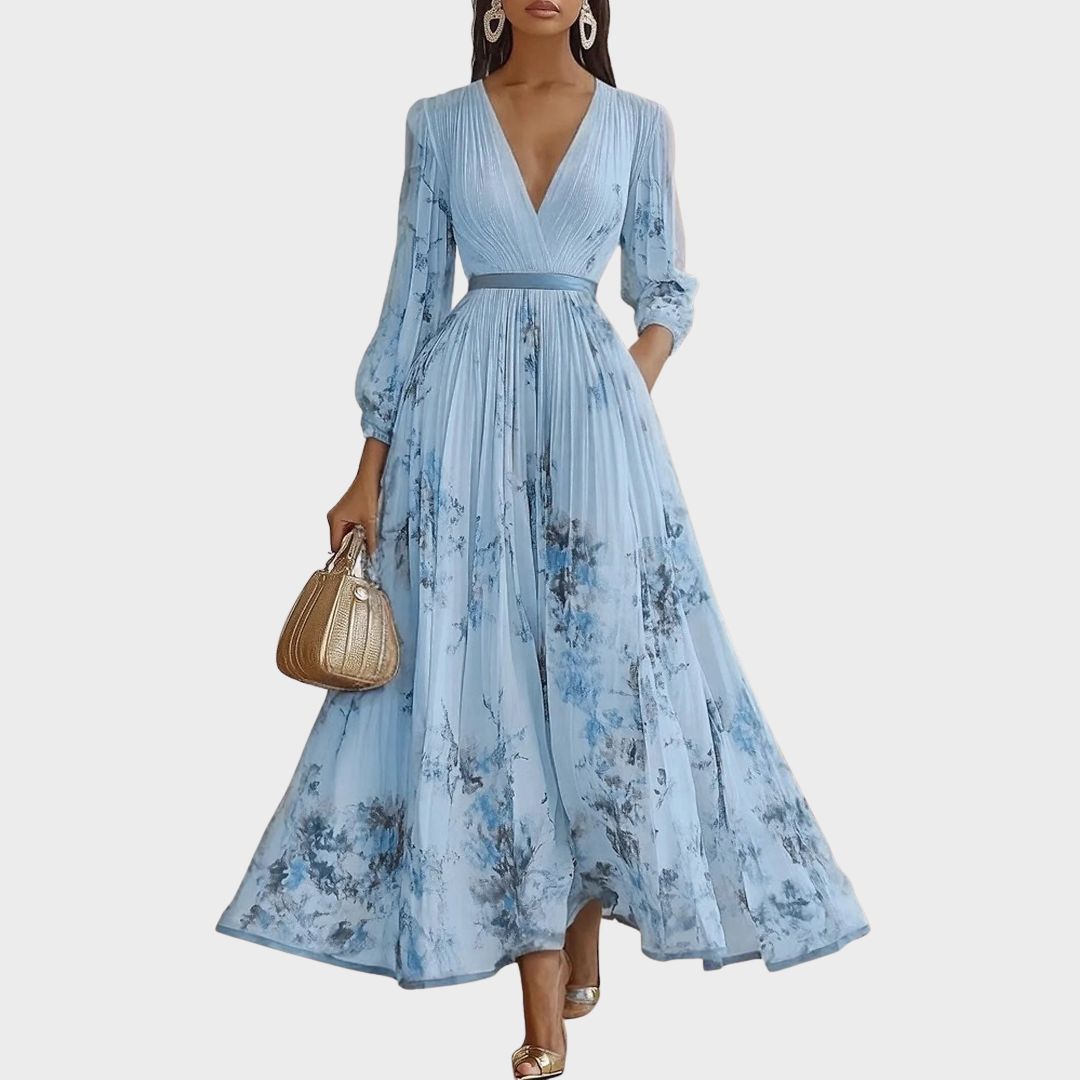 ROWELLA VESTIDO MAXI PLISADO ELEGANTE
