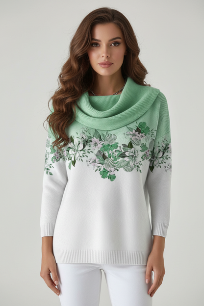 SUÉTER FLORAL CON CUELLO SUAVE