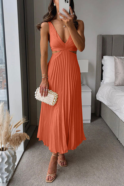 Ayelen– Vestido largo con falda plisada