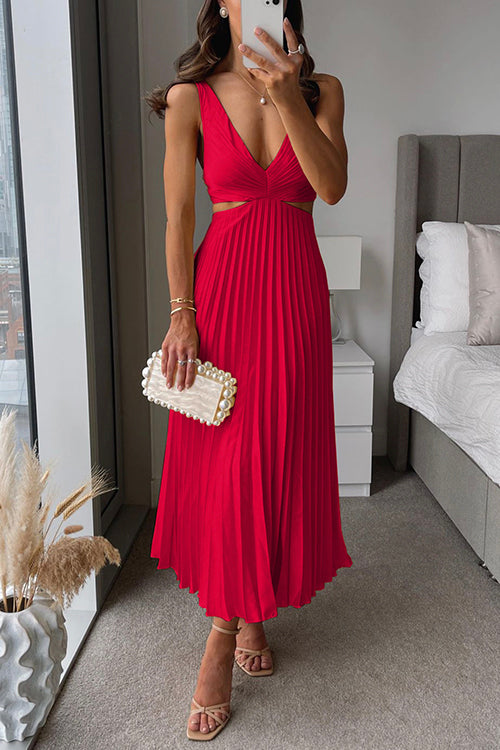 Ayelen– Vestido largo con falda plisada