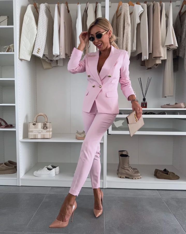 CONJUNTO BLAZER CRUZADO + PANTALÓN ELEGANTE