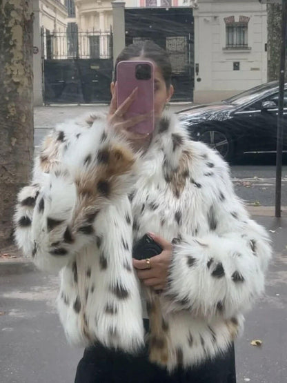 Velvet  – Chaqueta de pelo sintético con estampado felino