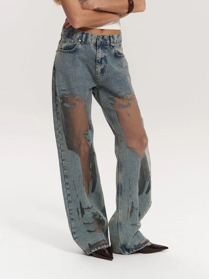 VAQUEROS DE CORTE REGULAR | MALLA TRANSPARENTE PREMIUM