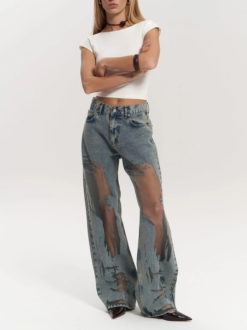 VAQUEROS DE CORTE REGULAR | MALLA TRANSPARENTE PREMIUM