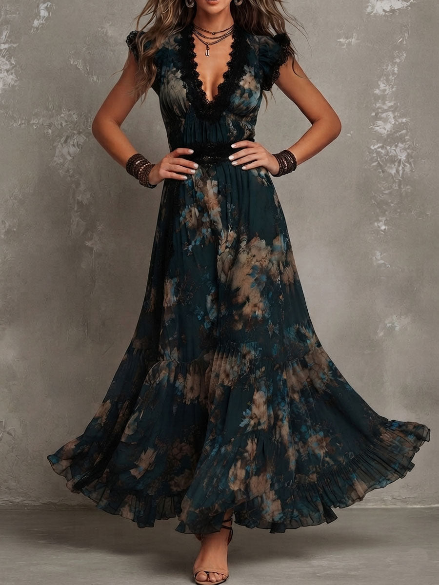 Lillian – Vestido Maxi por Capas con Encaje