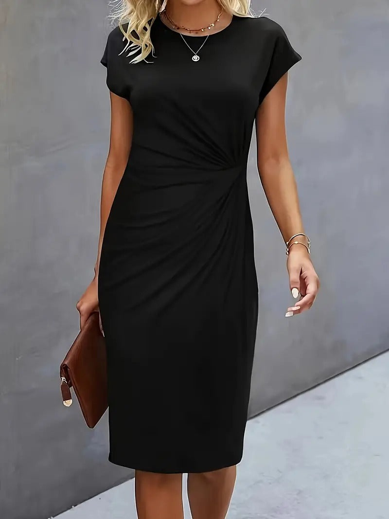 Queenie – Vestido casual de cuello redondo
