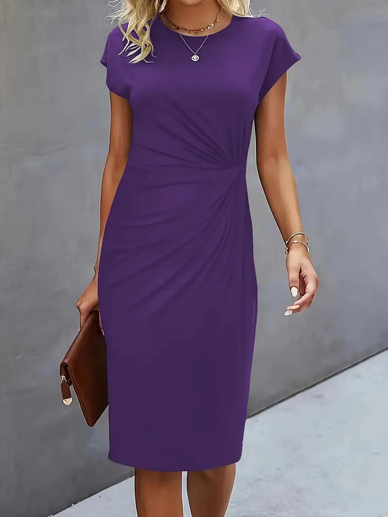 Queenie – Vestido casual de cuello redondo