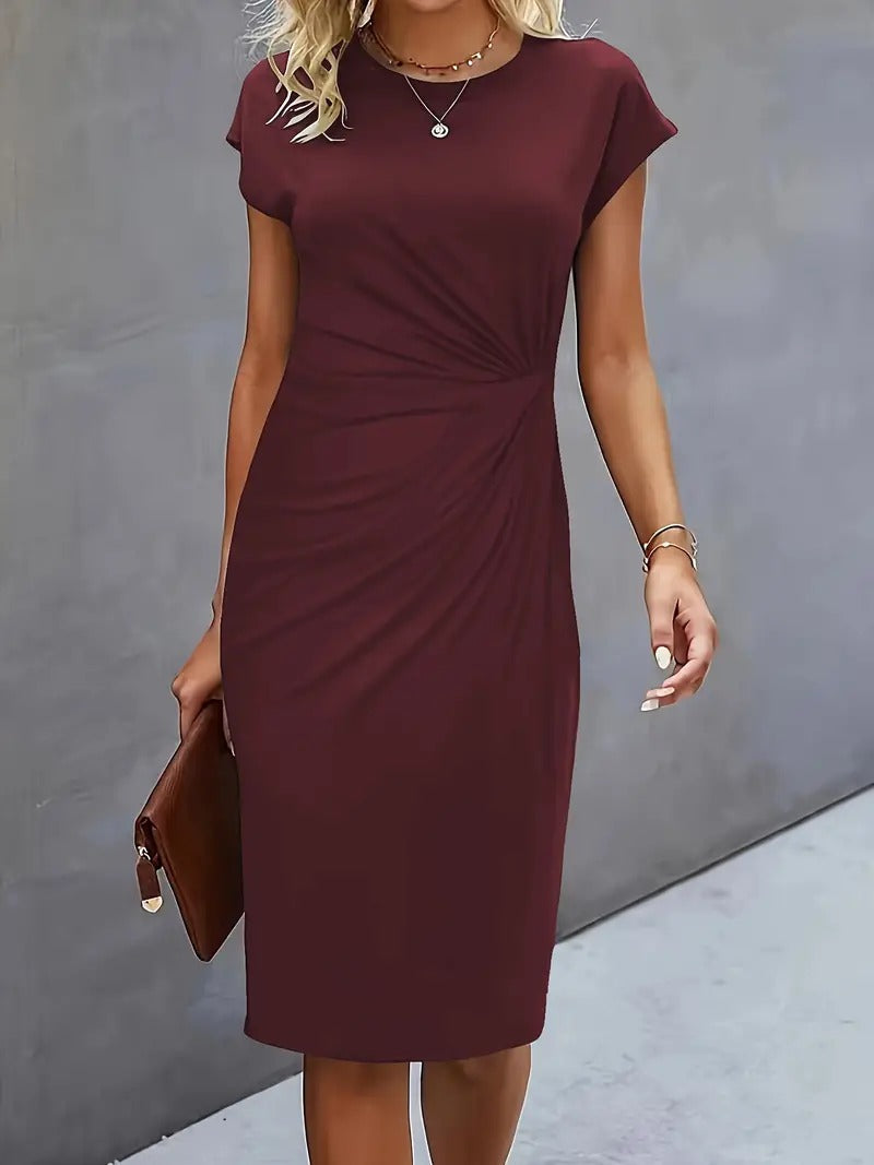 Queenie – Vestido casual de cuello redondo