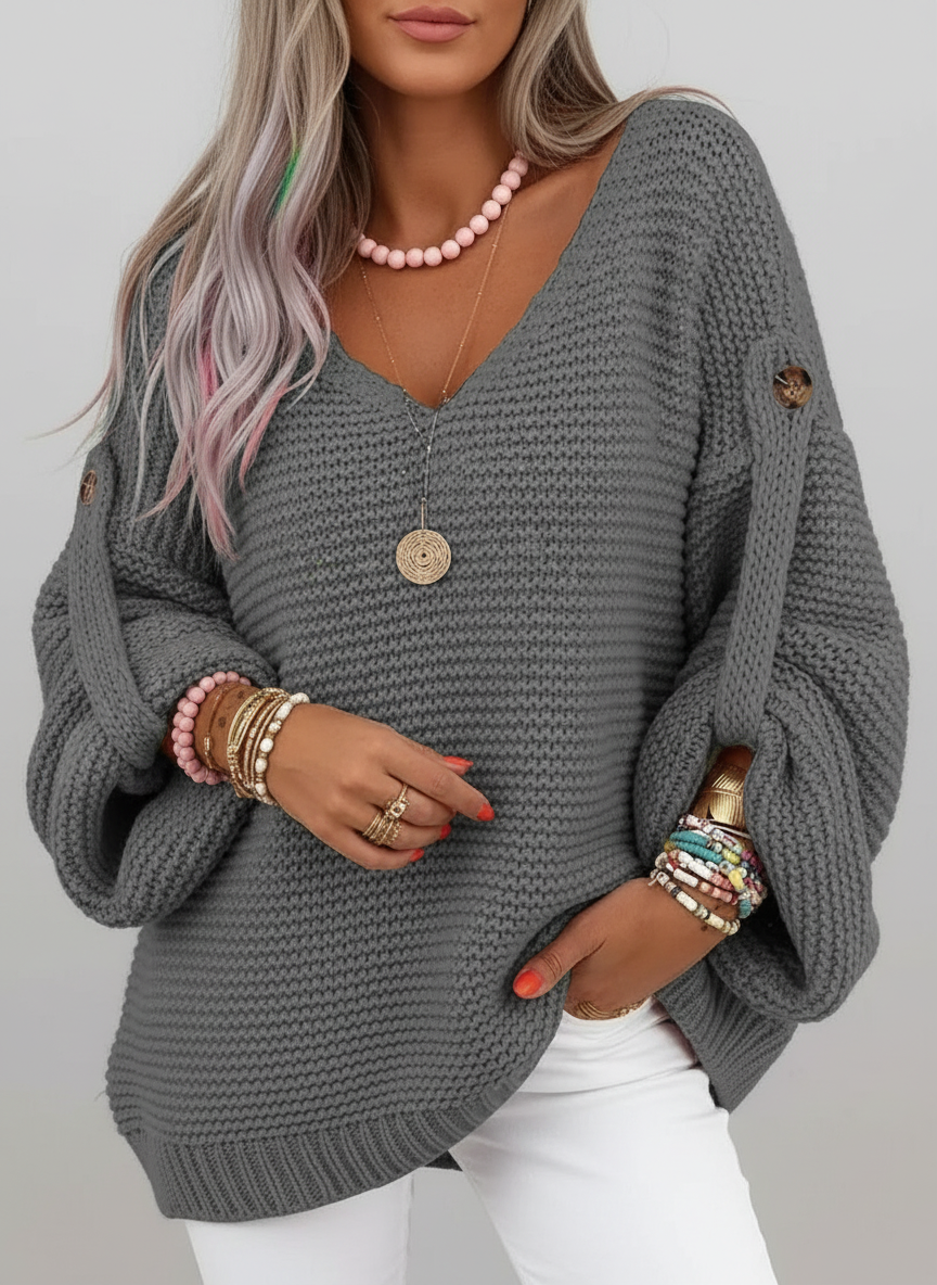 ELARA | JERSEY DE PUNTO CON CUELLO EN V