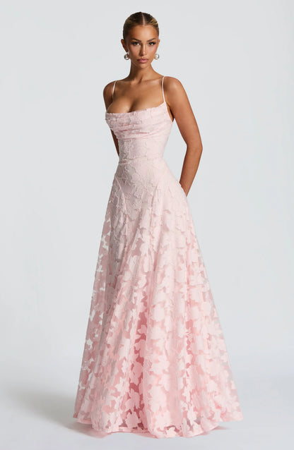 ELEGANTE VESTIDO MAXI CEREZA