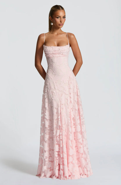 ELEGANTE VESTIDO MAXI CEREZA