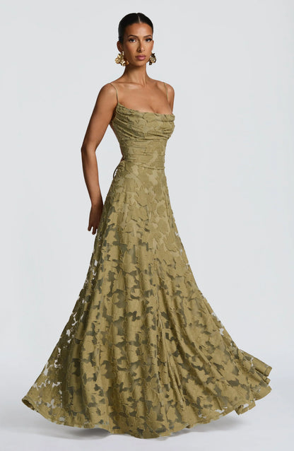 ELEGANTE VESTIDO MAXI CEREZA