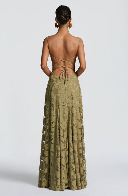 ELEGANTE VESTIDO MAXI CEREZA