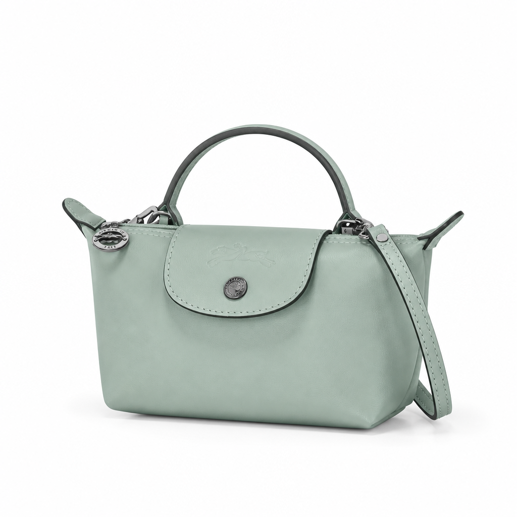 Mini Bolso de Piel Longcham Azzurro Chiaro