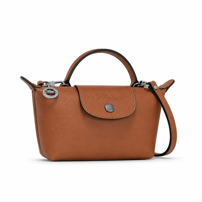 Mini Bolso de Piel Longcham Marrón