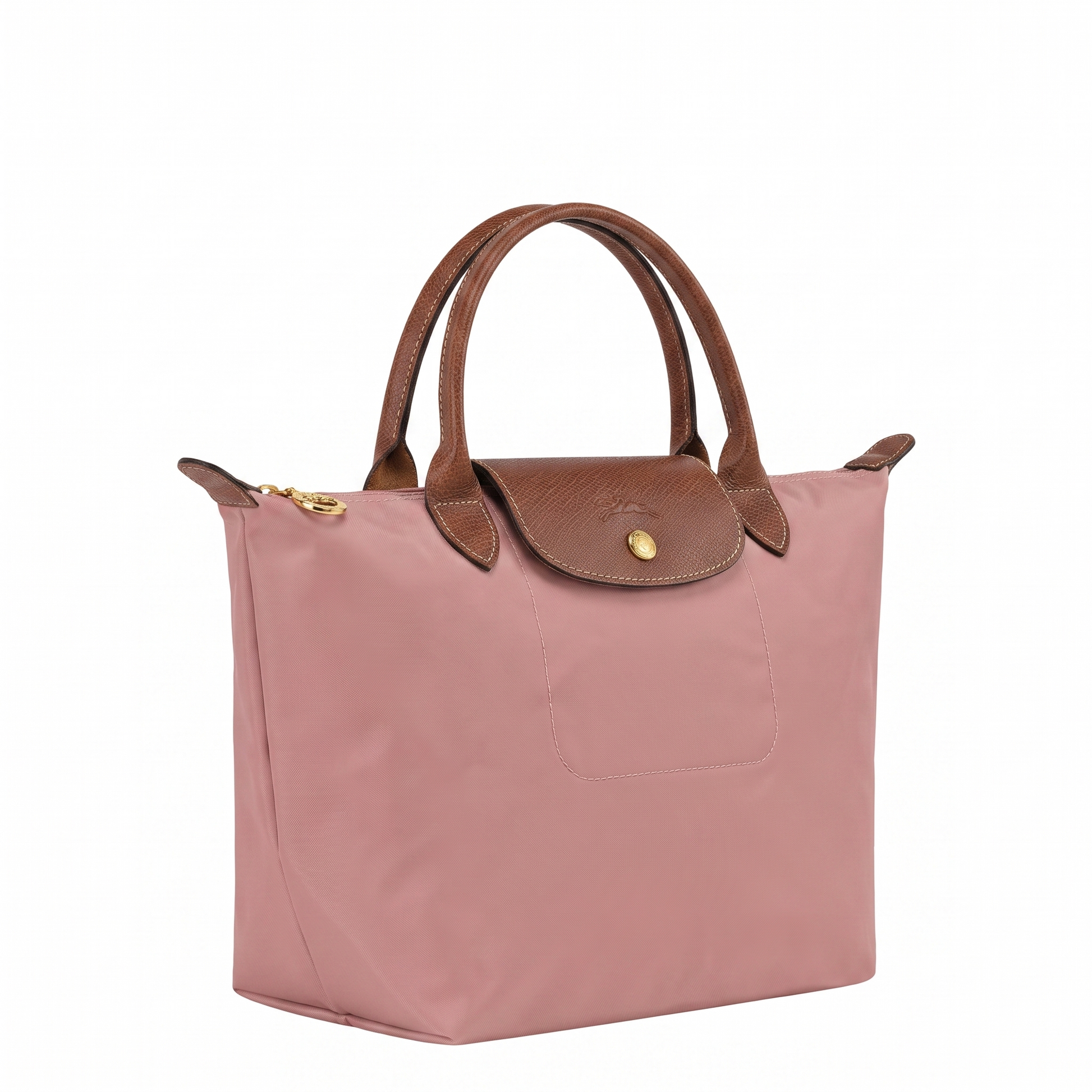 Bolso Tote Mediano Longcham Rosa Plat angulo
