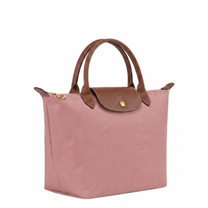 Bolso Tote Mediano Longcham Rosa Plat angulo