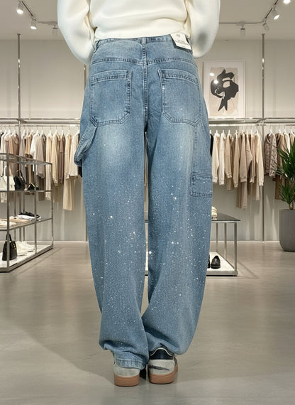 JEANS ANCHOS CON BRILLANTES