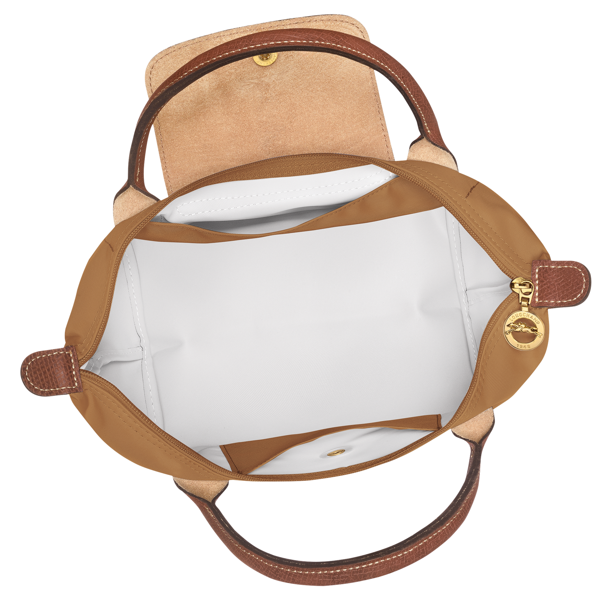 Bolso Tote Mediano Longcham Camel interior