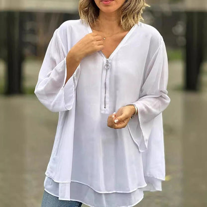 Lorelai  – Blusa de Gasa con Cremallera