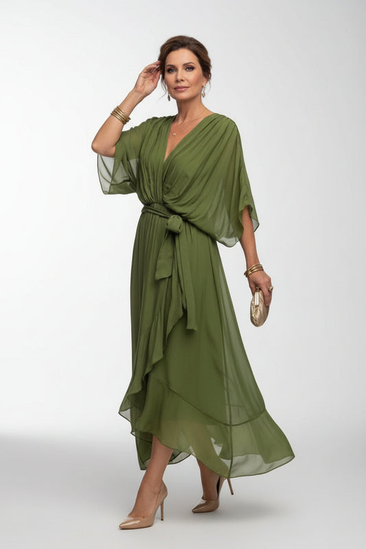 JENSE | VESTIDO FLUIDO CON ESCOTE EN V